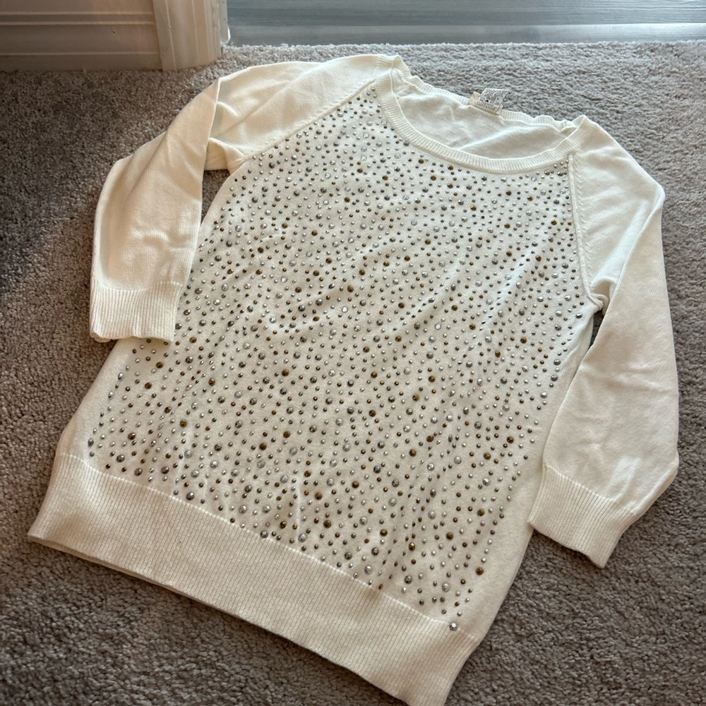 Daytrip Cream Sweater with Silver/gold Accents